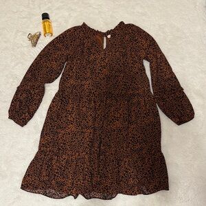 GB Girls Brown Leopard Print Casual Dress
